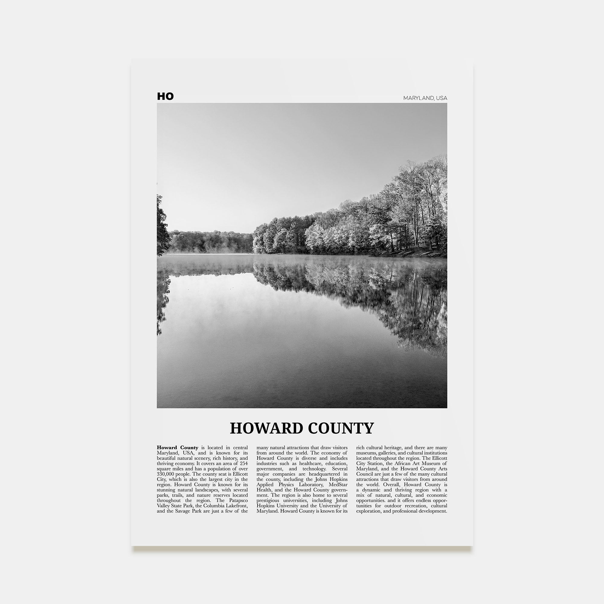 Howard County Travel B&W Poster