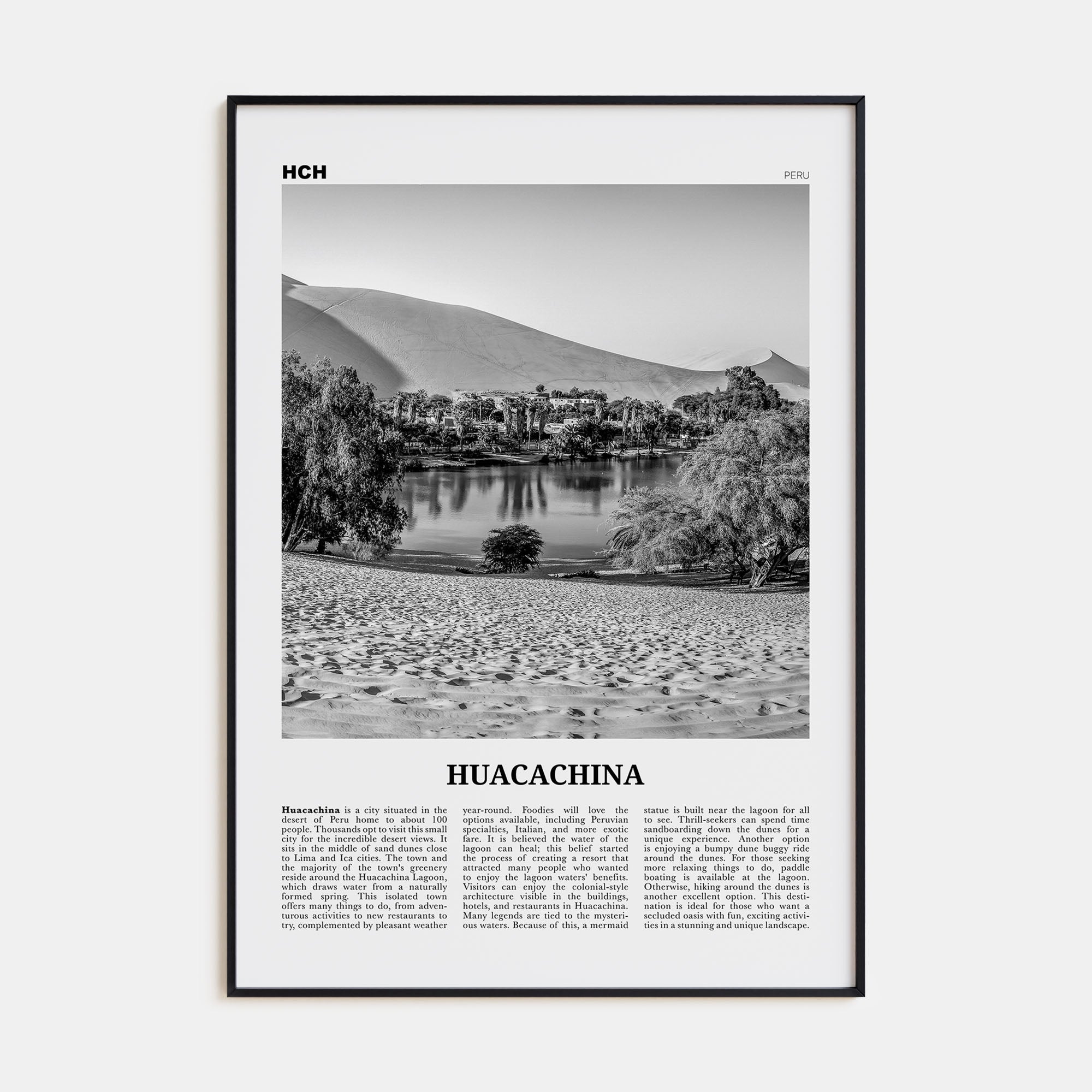 Huacachina Travel B&W Poster