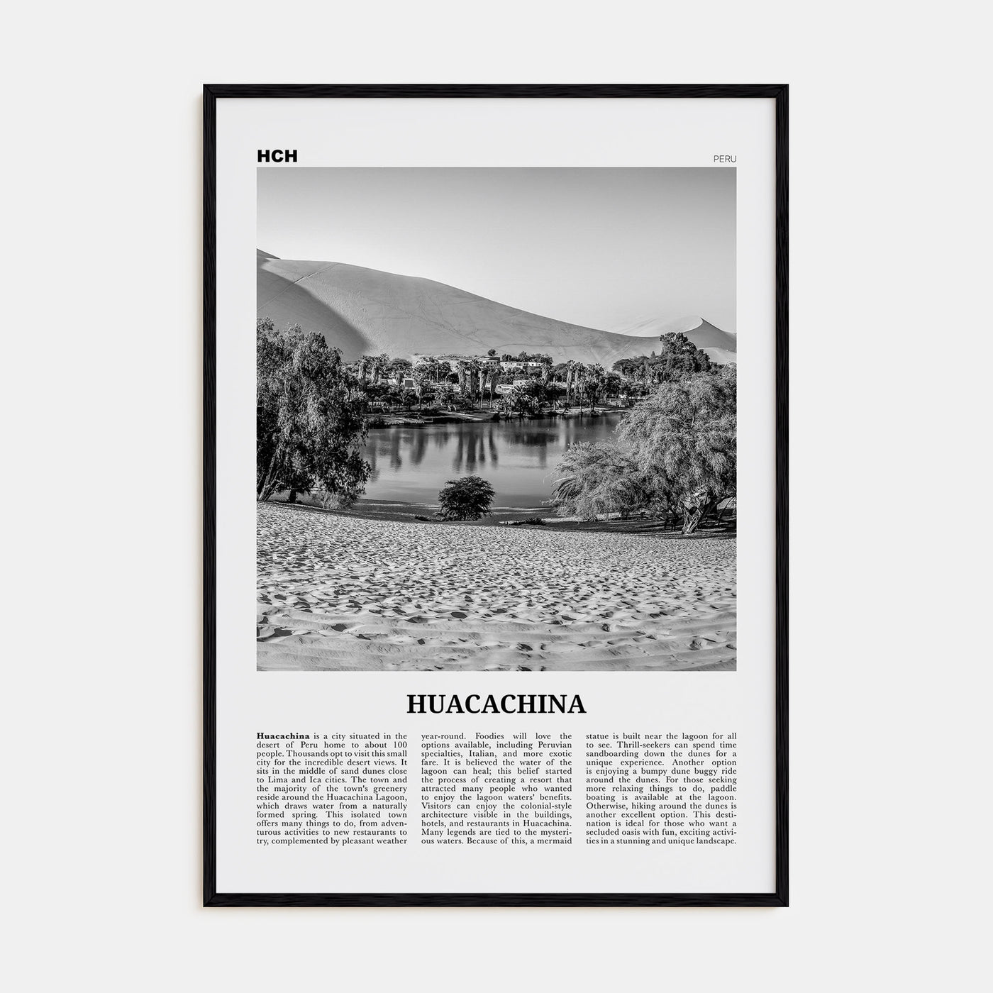Huacachina Travel B&W Poster