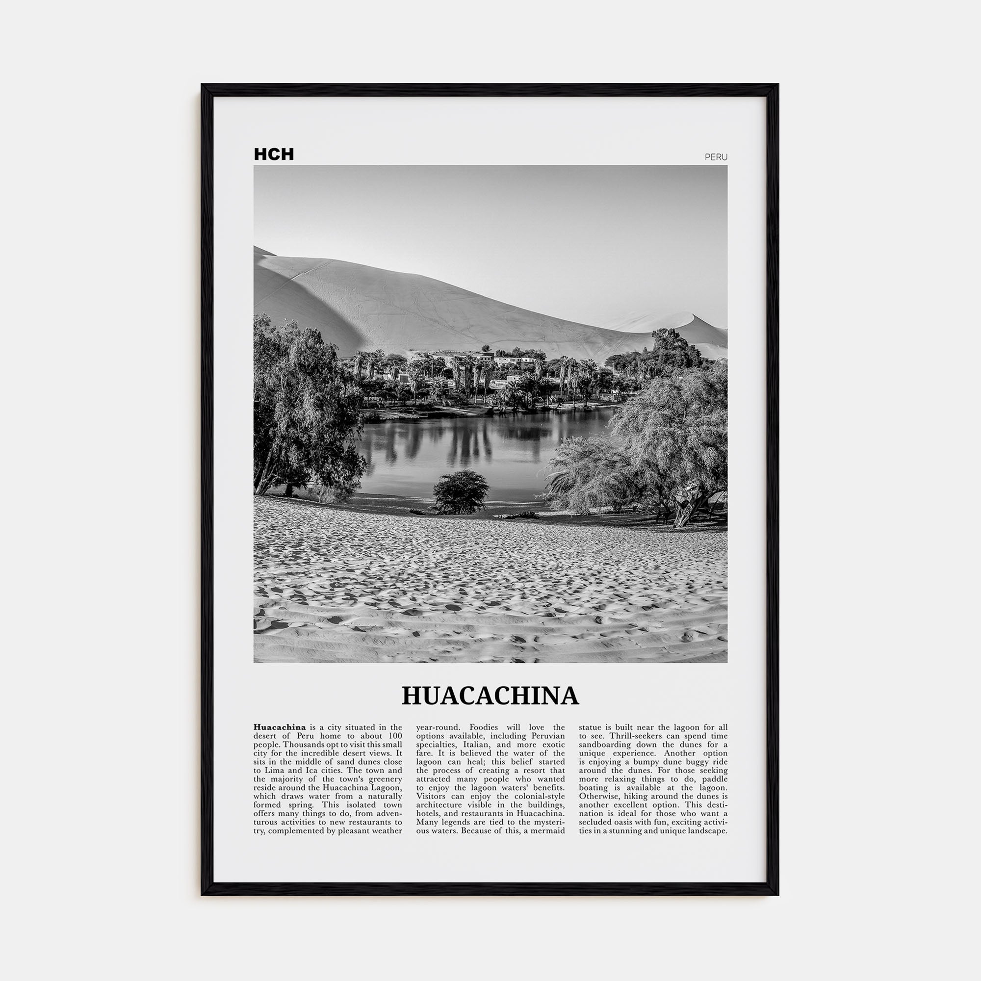 Huacachina Travel B&W Poster