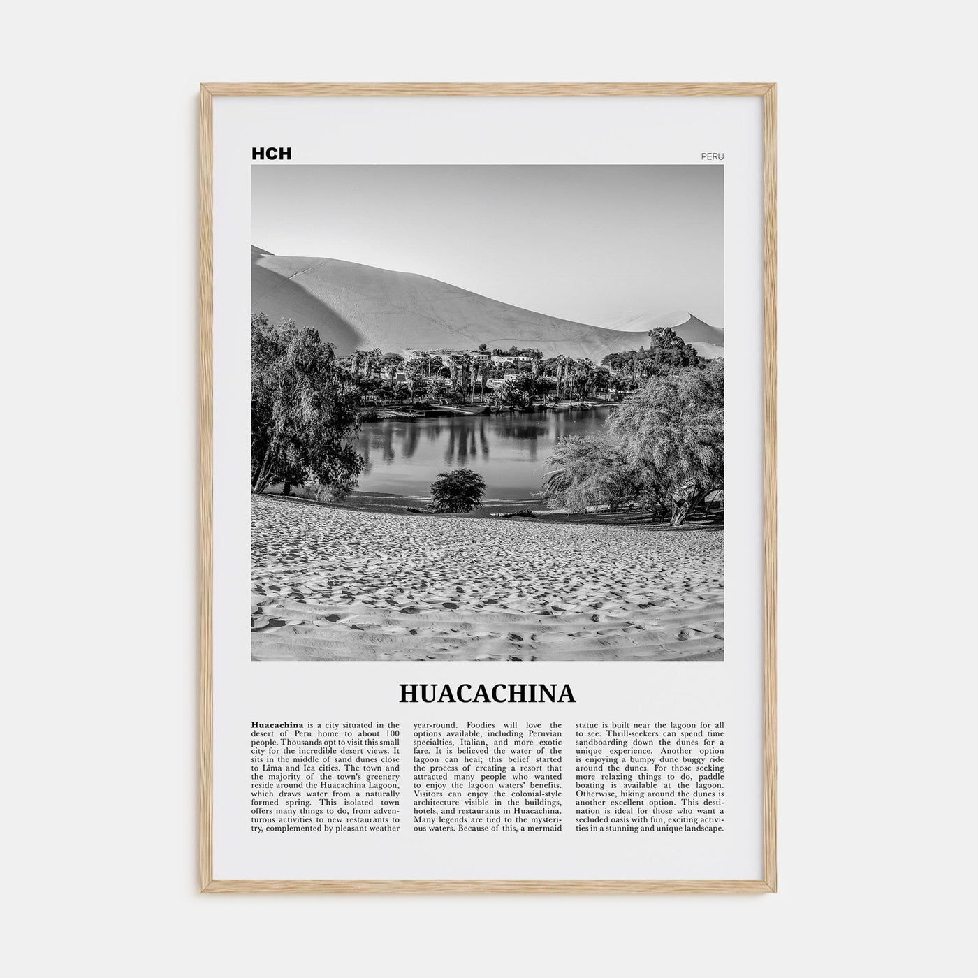 Huacachina Travel B&W Poster