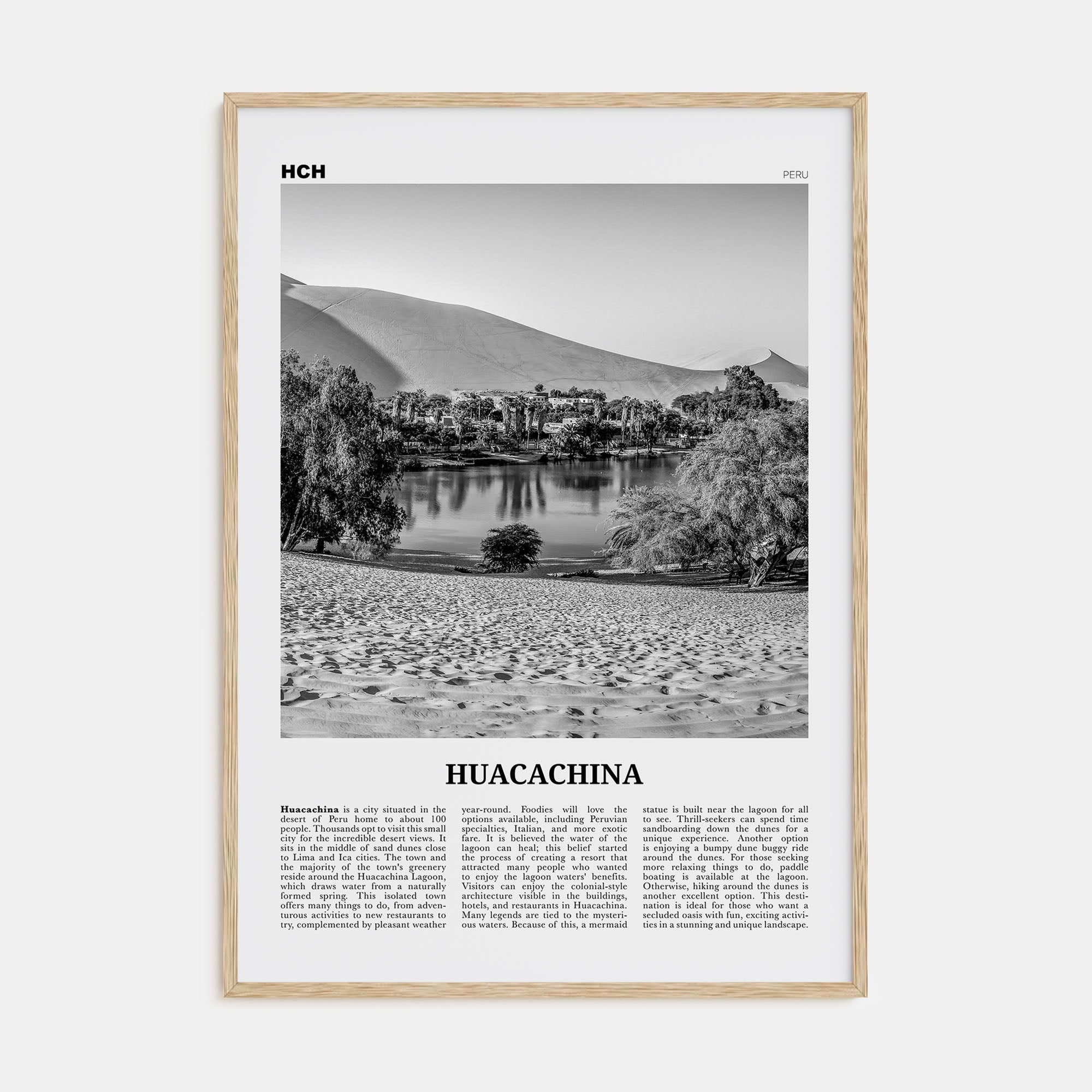 Huacachina Travel B&W Poster