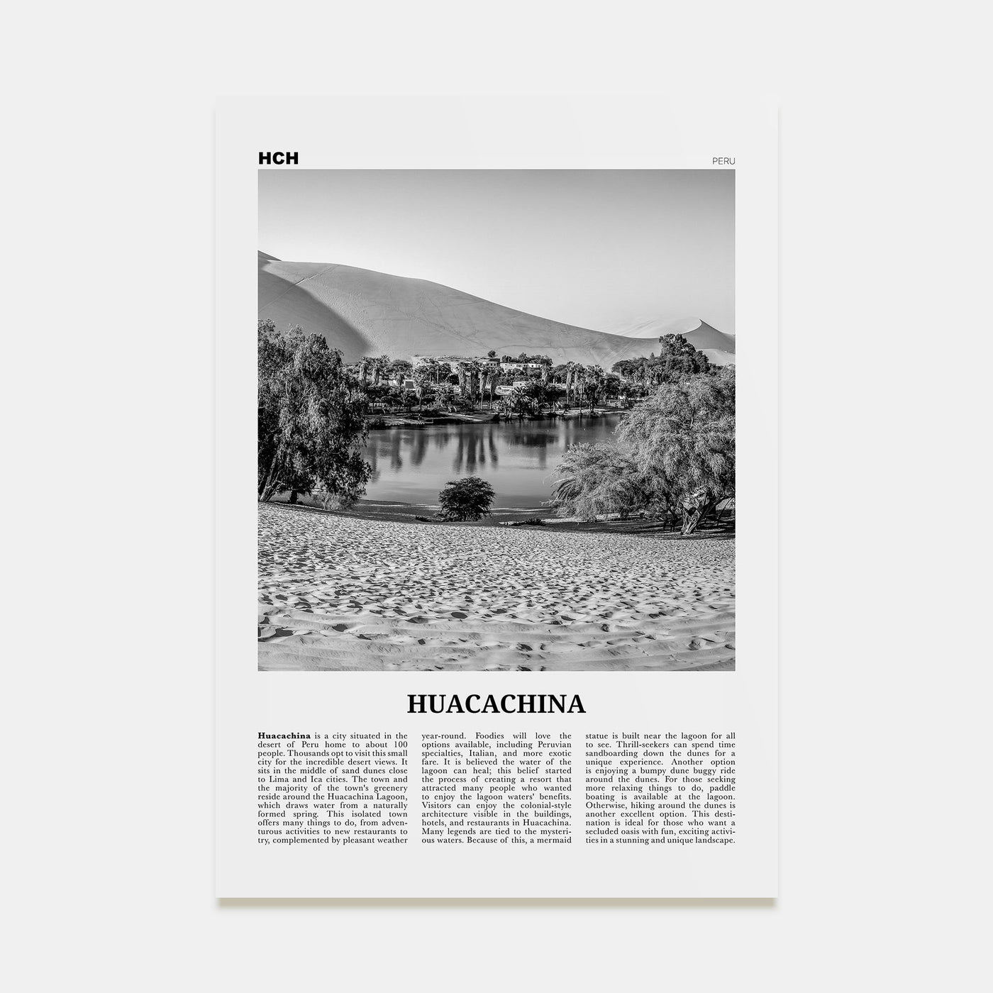 Huacachina Travel B&W Poster