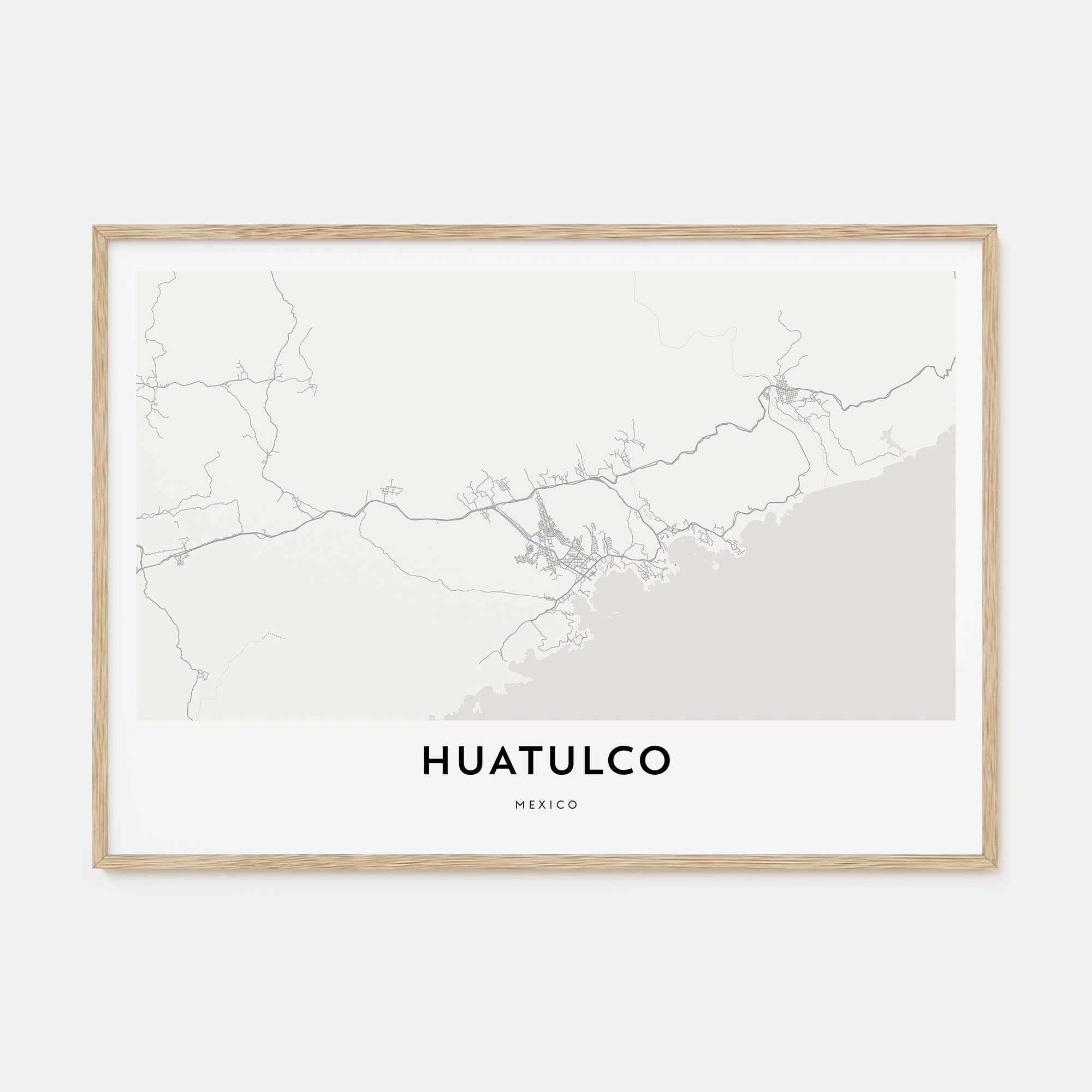 Huatulco Map Landscape Poster