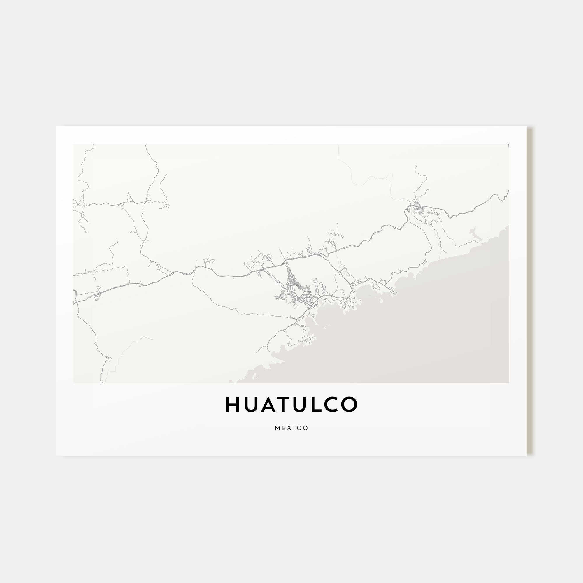 Huatulco Map Landscape Poster