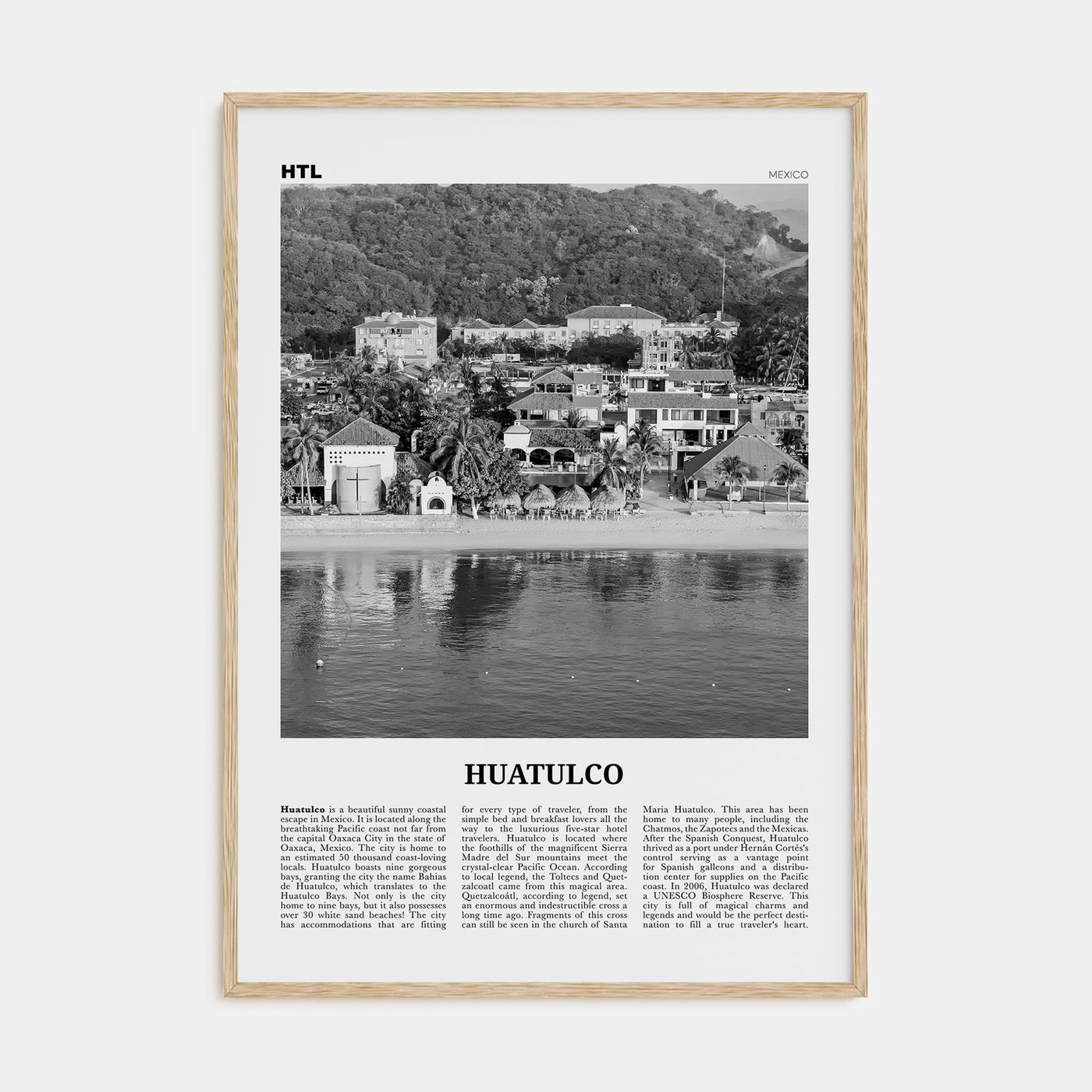 Huatulco Travel B&W Poster