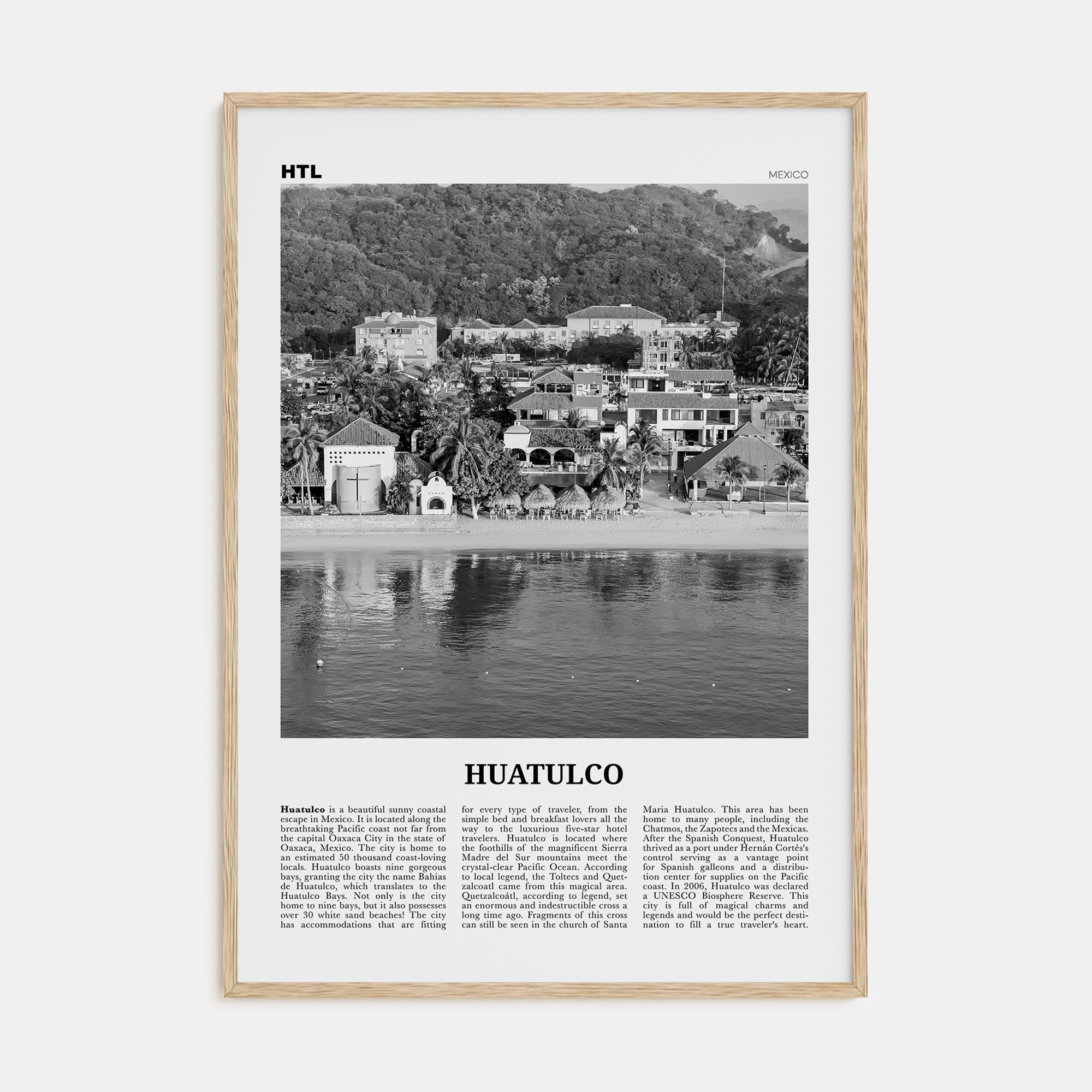 Huatulco Travel B&W Poster