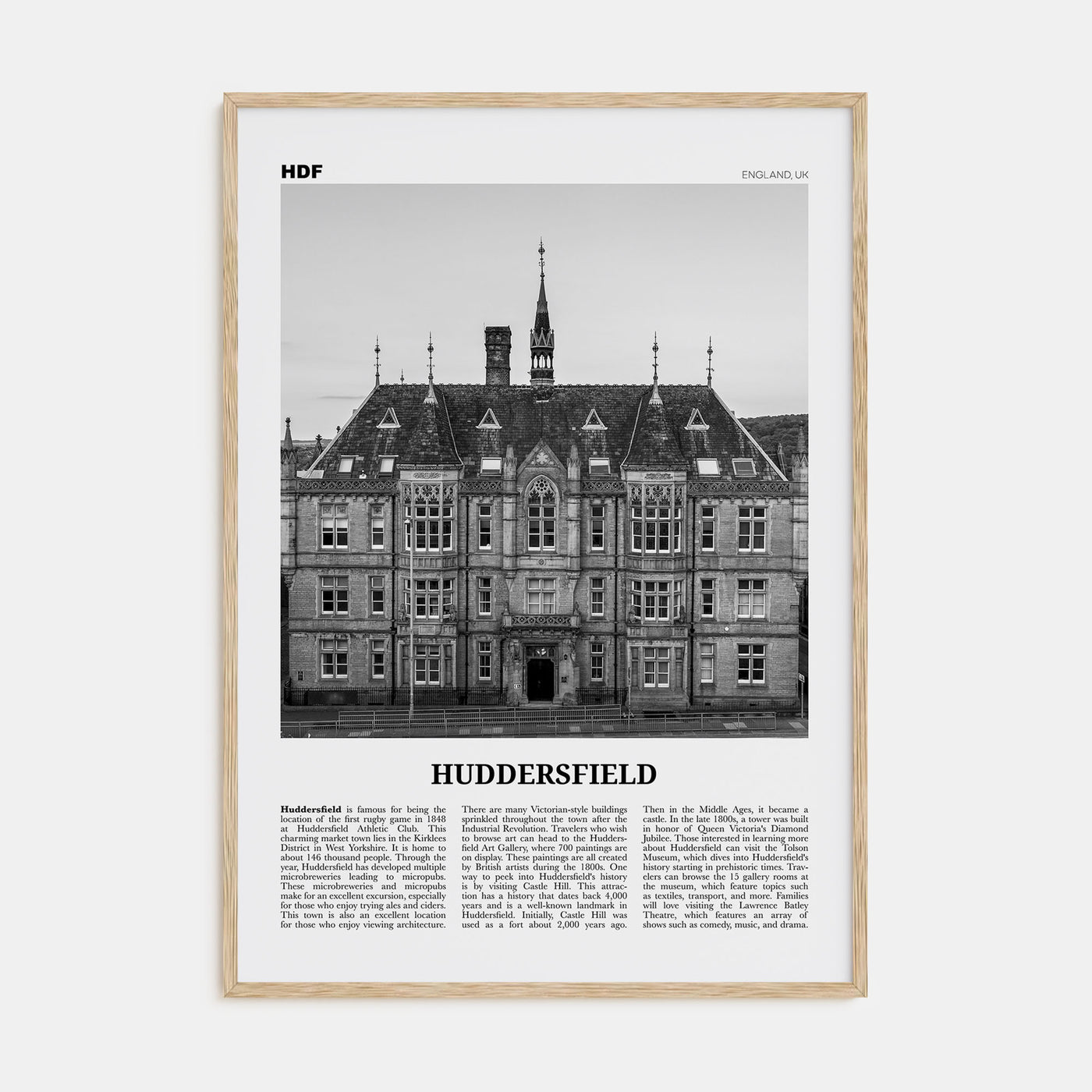 Huddersfield Travel B&W Poster