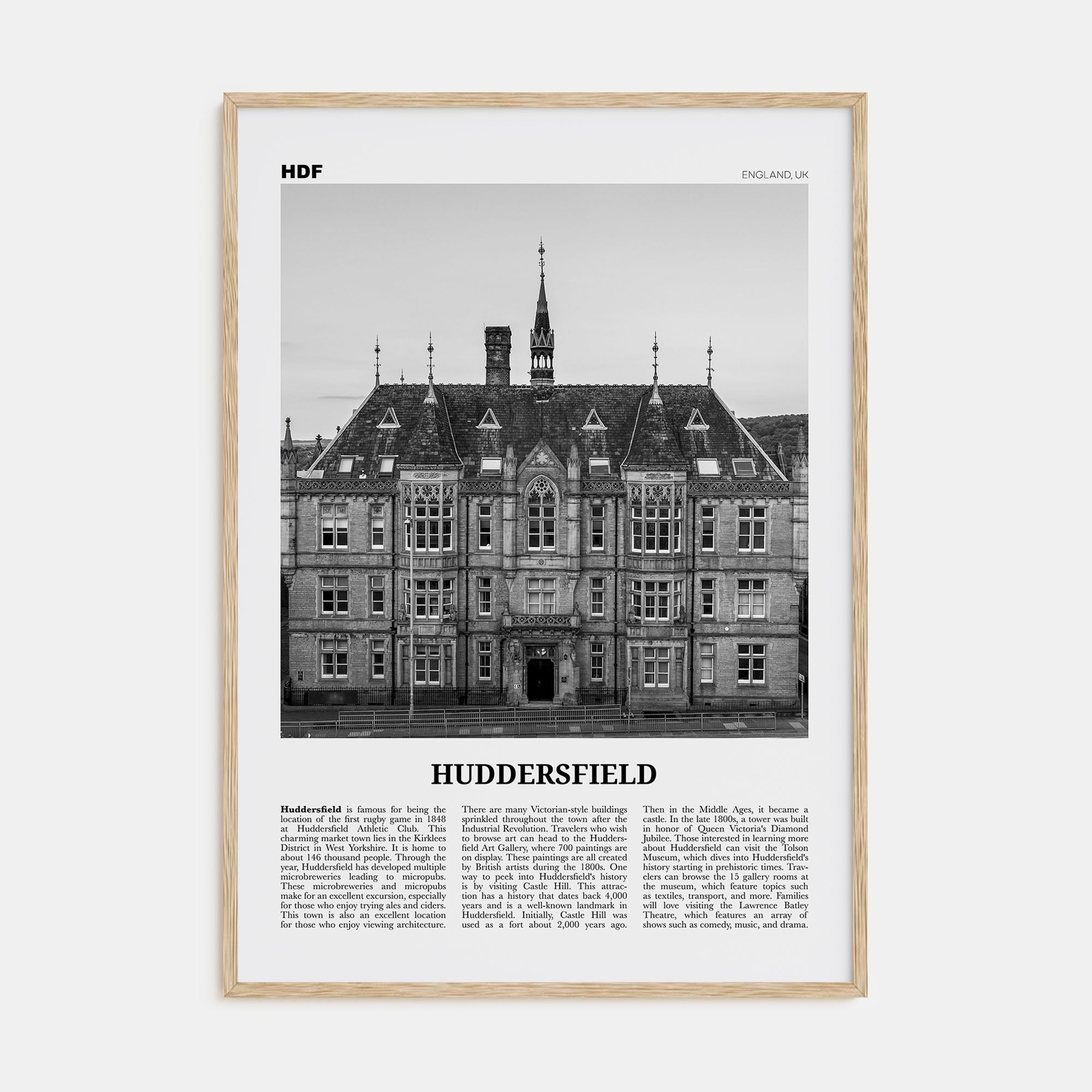 Huddersfield Travel B&W Poster