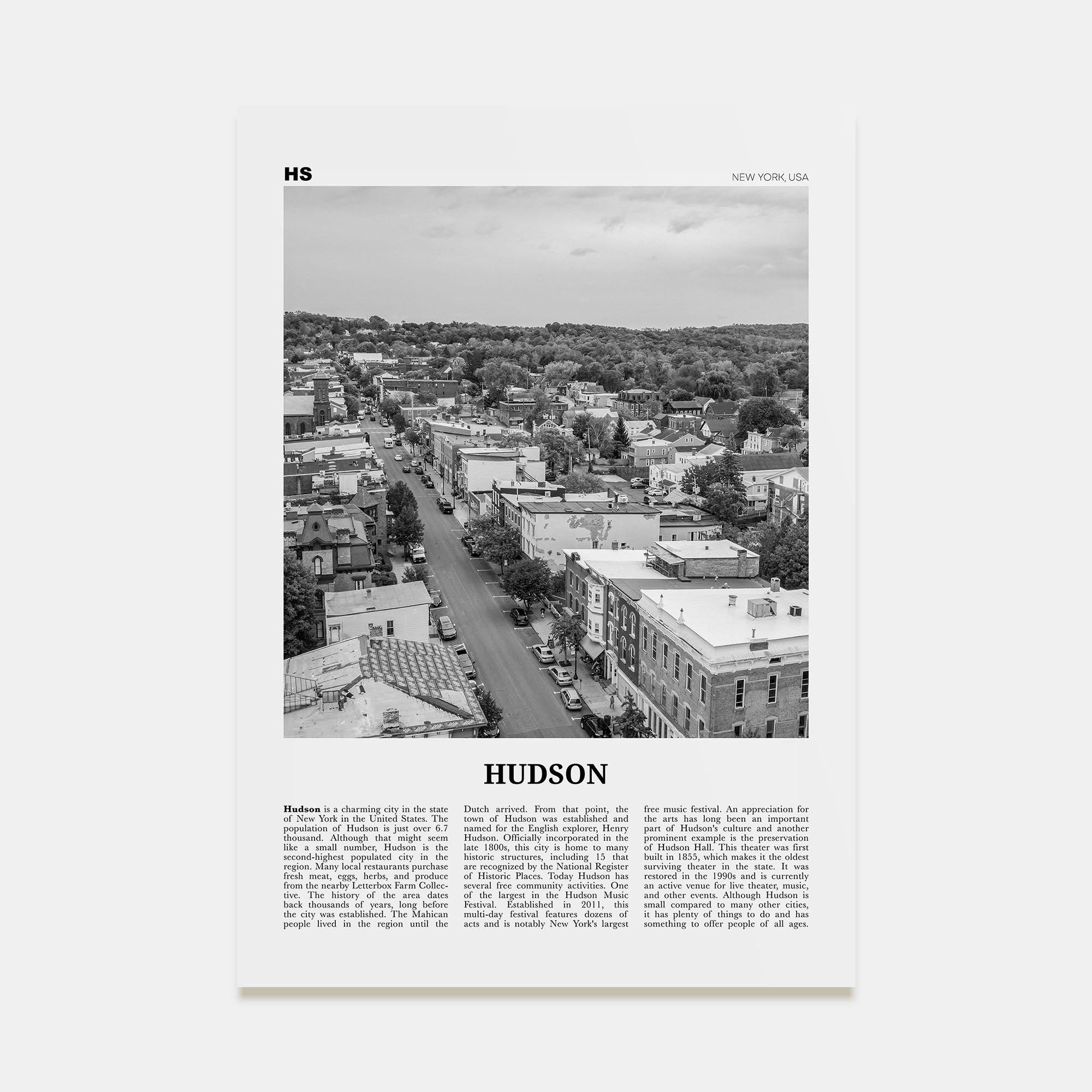 Hudson Travel B&W Poster