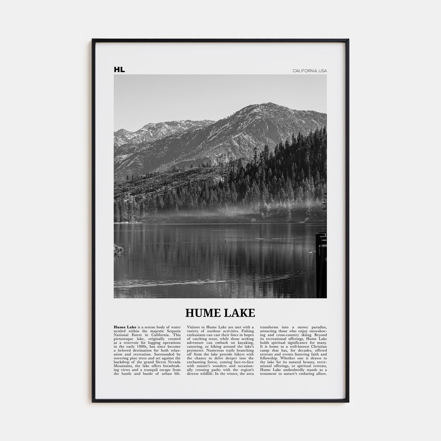 Hume Lake Travel B&W Poster