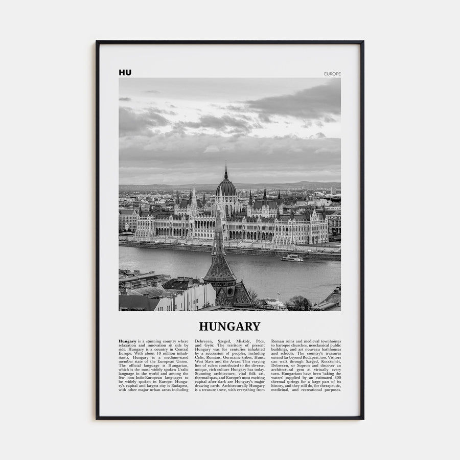 Hungary Travel B&W Poster