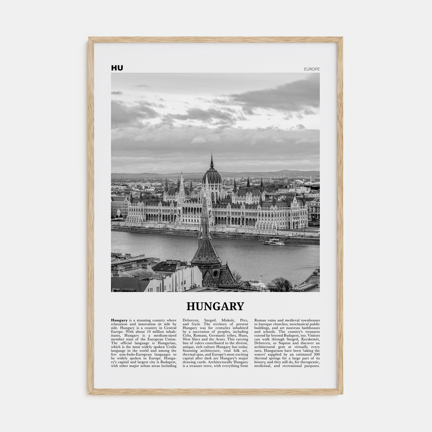 Hungary Travel B&W Poster