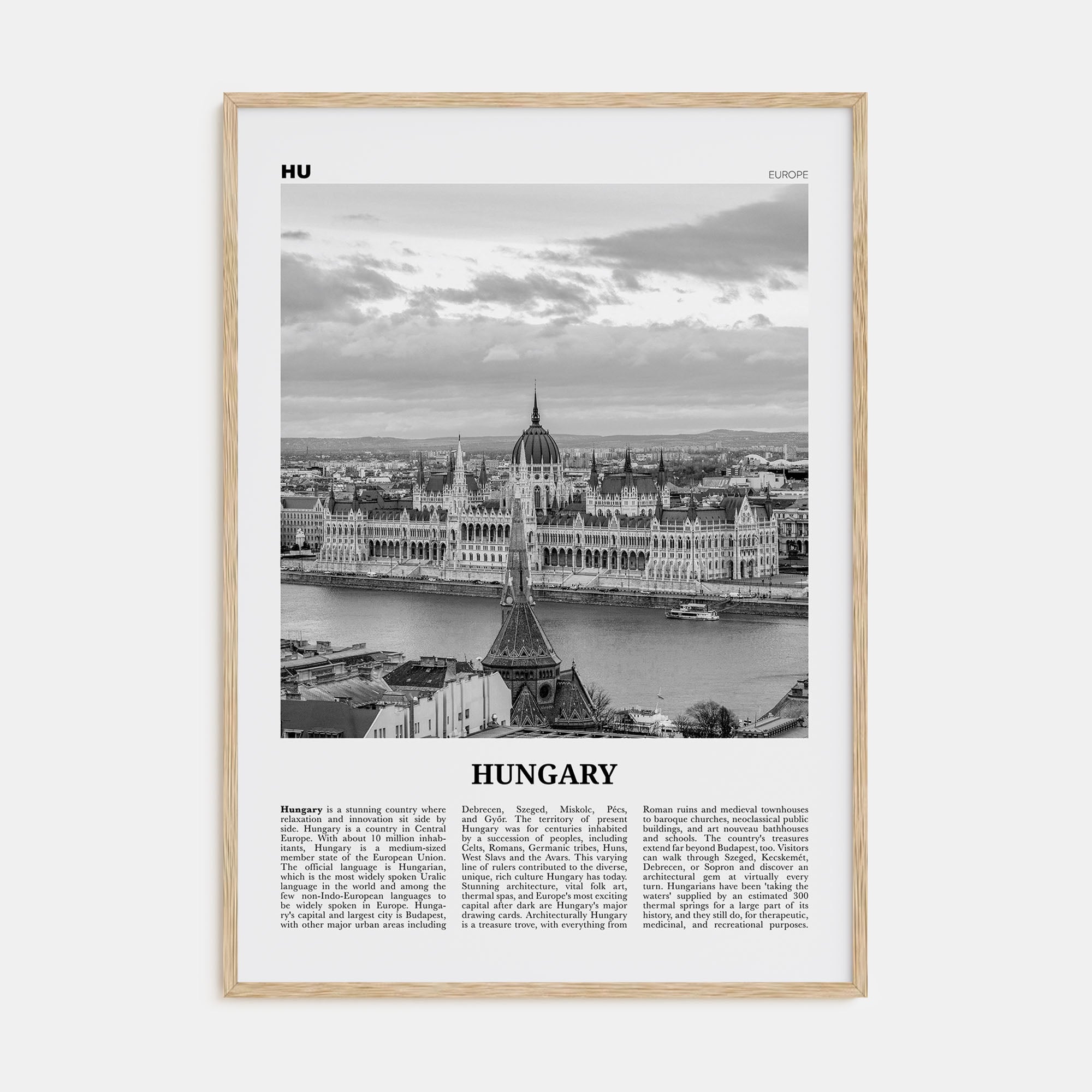 Hungary Travel B&W Poster