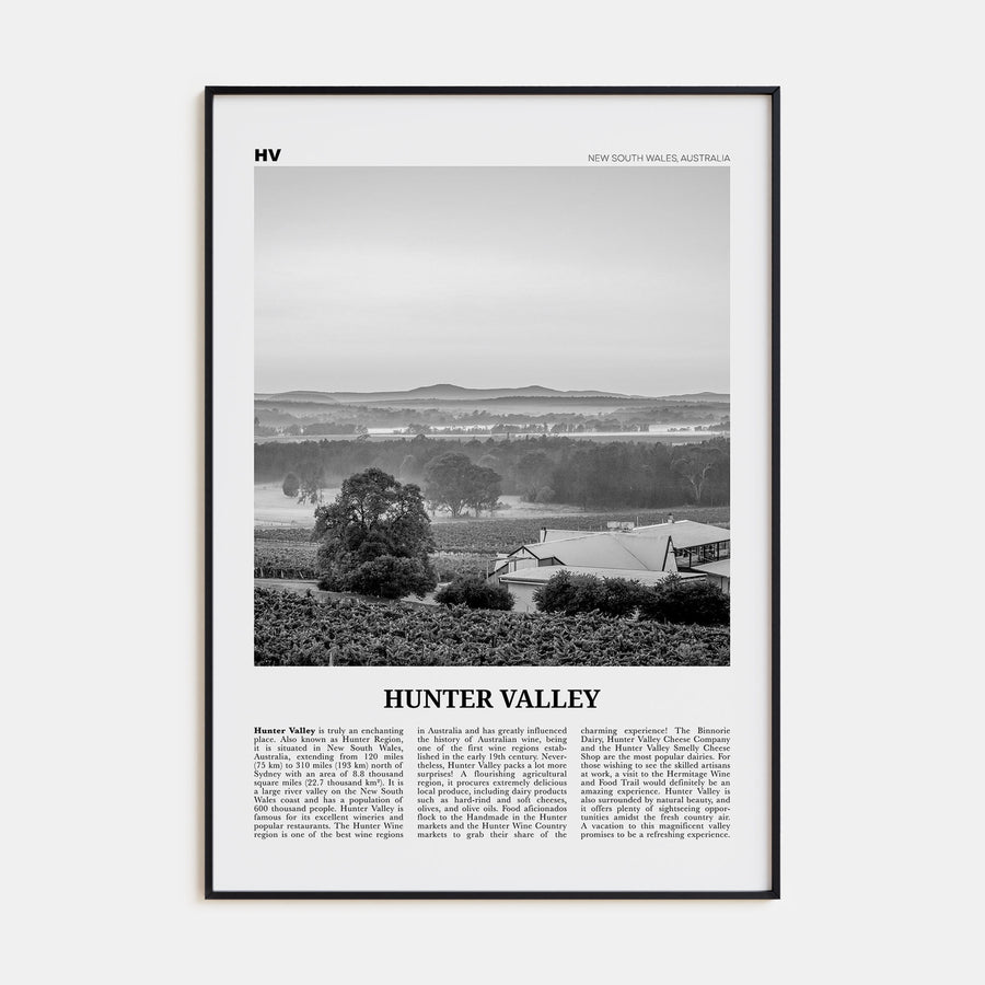 Hunter Valley Travel B&W Poster