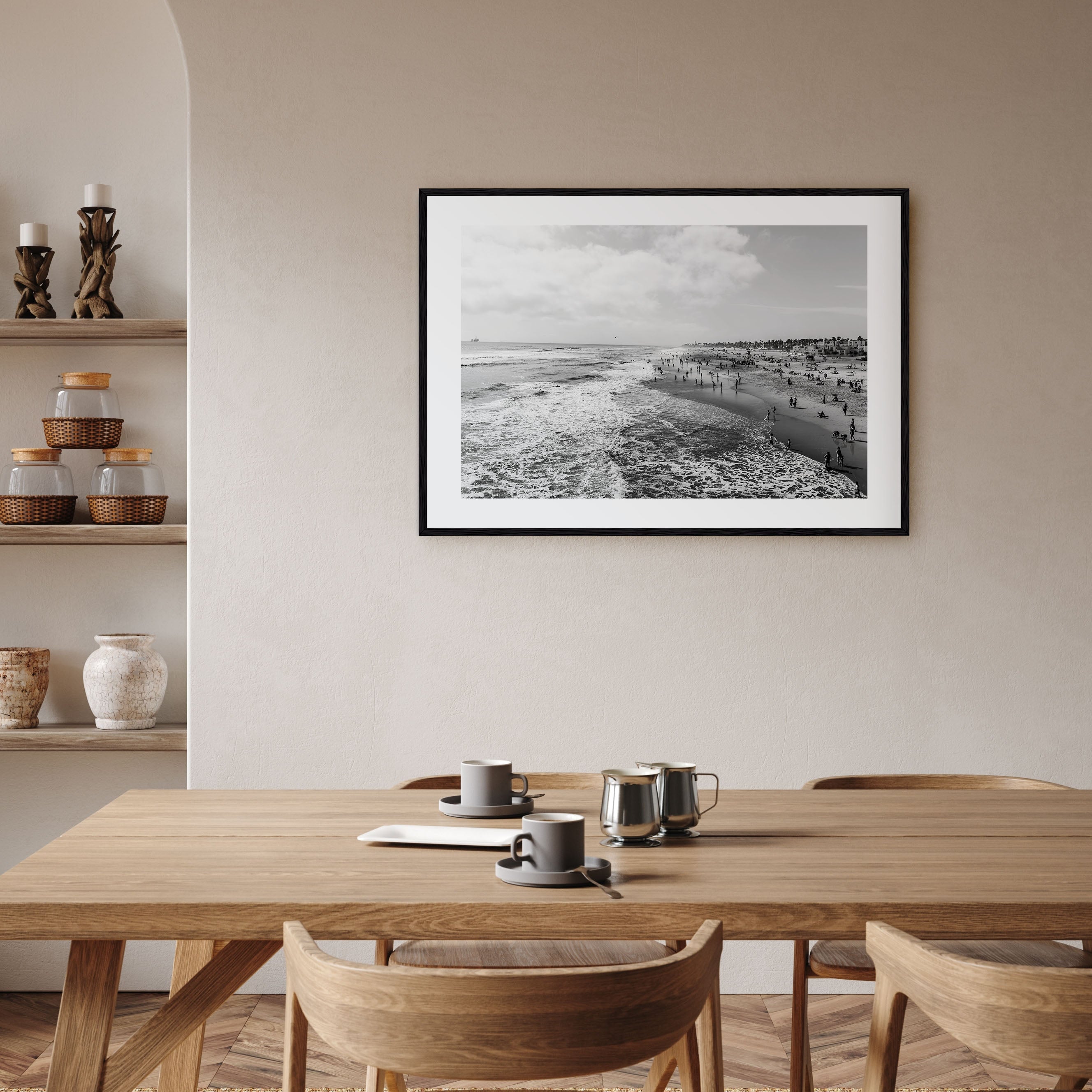Huntington Beach Landscape B&W Poster