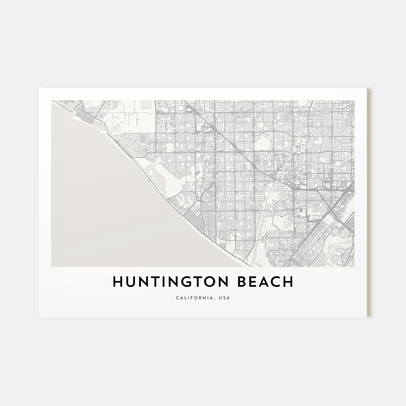 Huntington Beach Map Landscape Poster