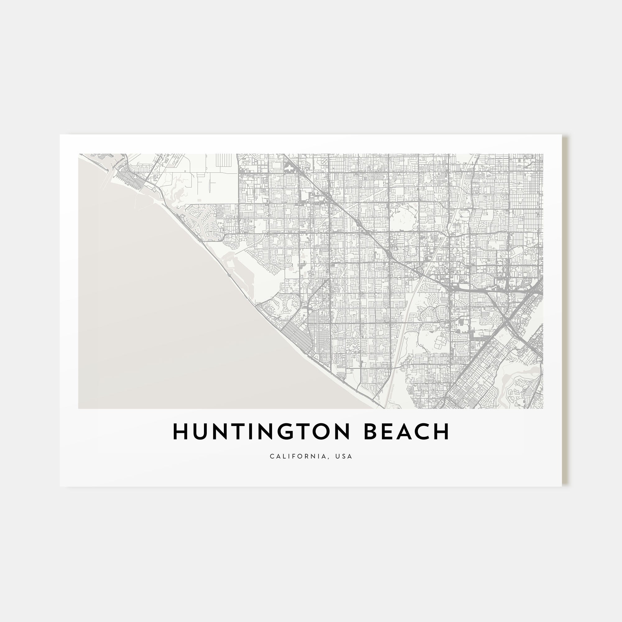 Huntington Beach Map Landscape Poster