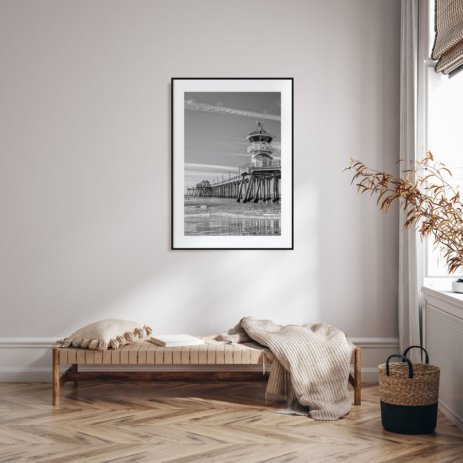 Huntington Beach Photo B&W Poster