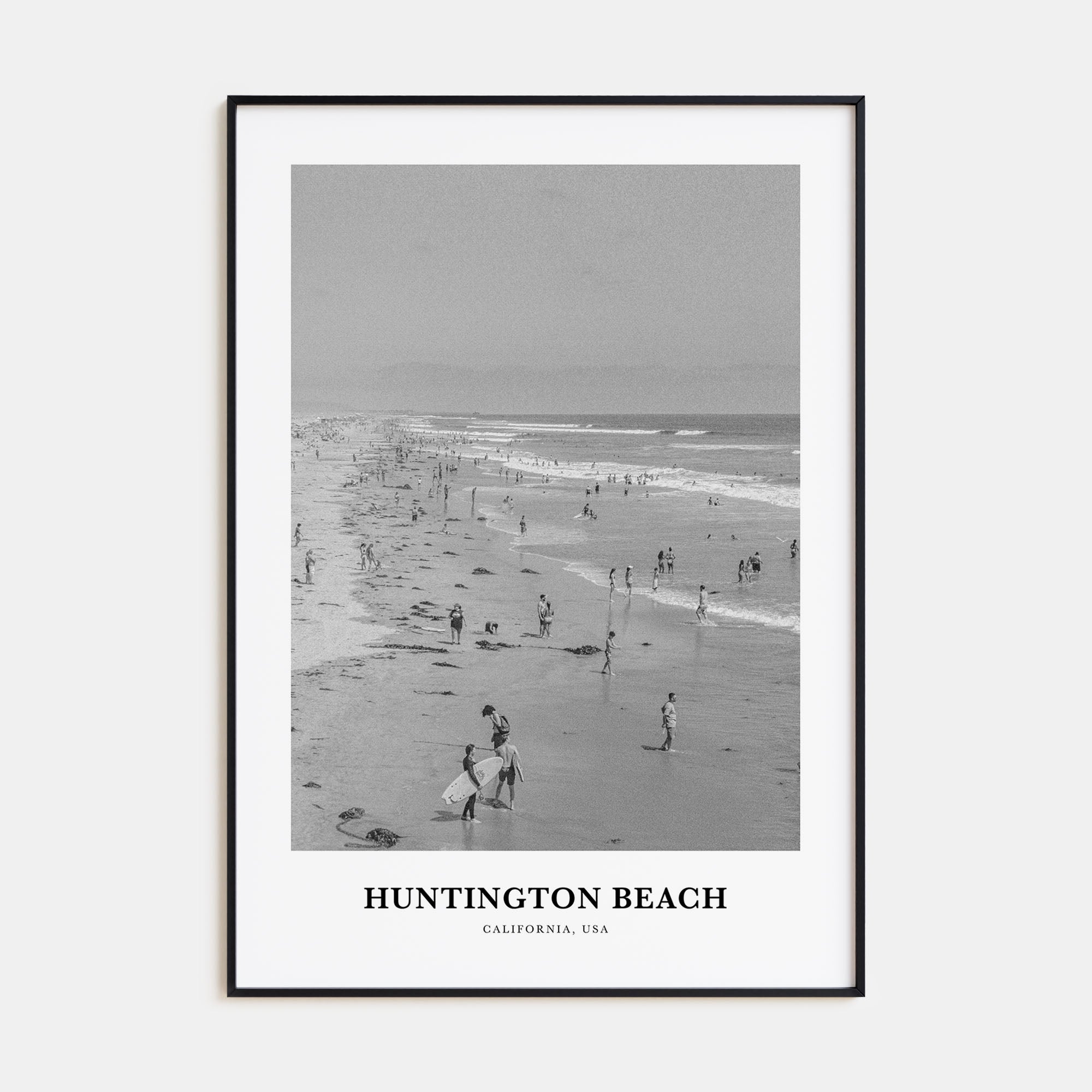 Huntington Beach Portrait B&W No 1 Poster