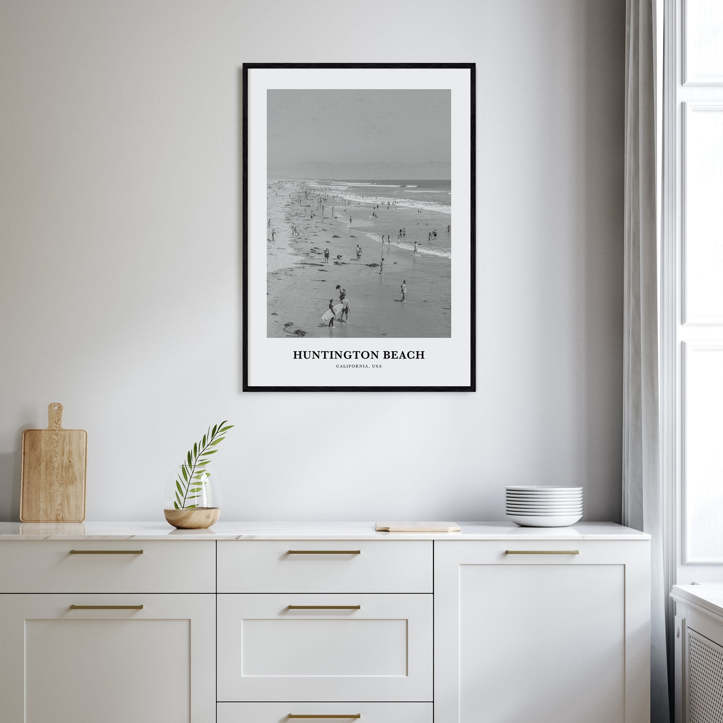 Huntington Beach Portrait B&W No 1 Poster