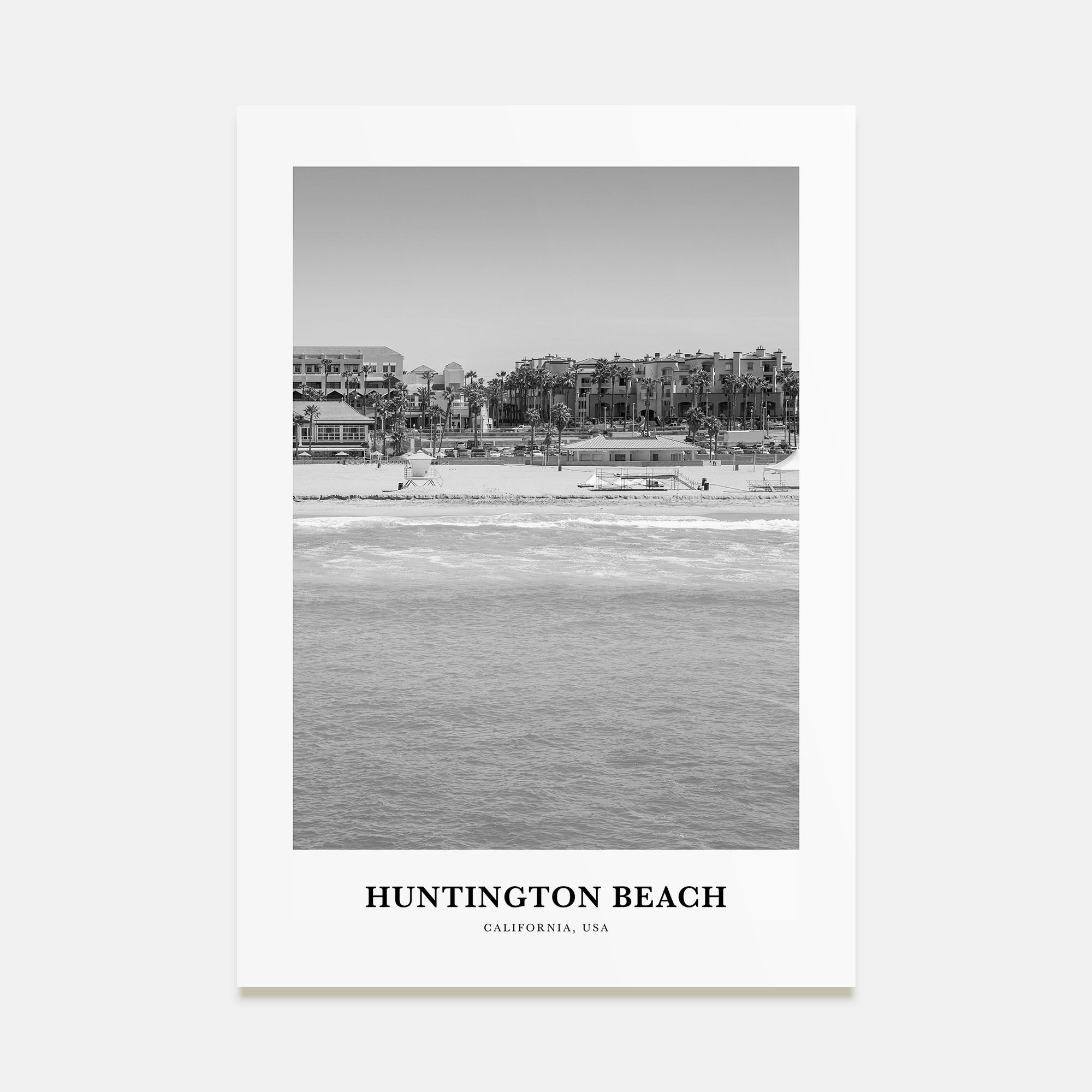 Huntington Beach Portrait B&W No 3 Poster