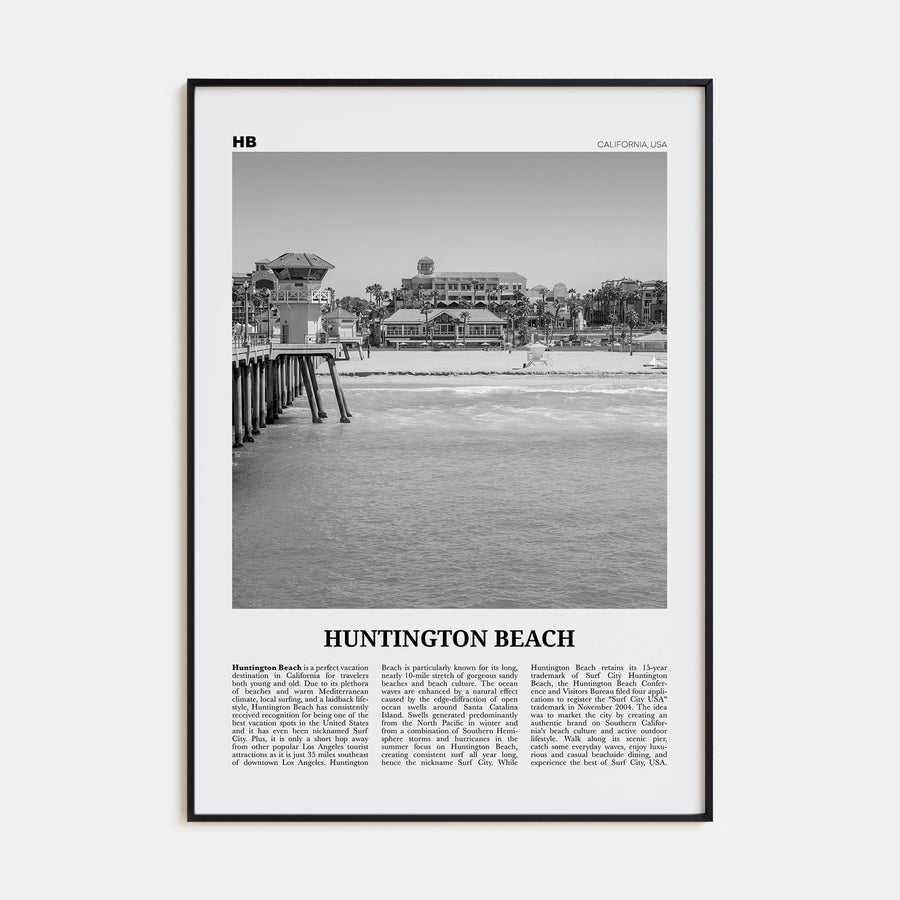 Huntington Beach Travel B&W No 1 Poster
