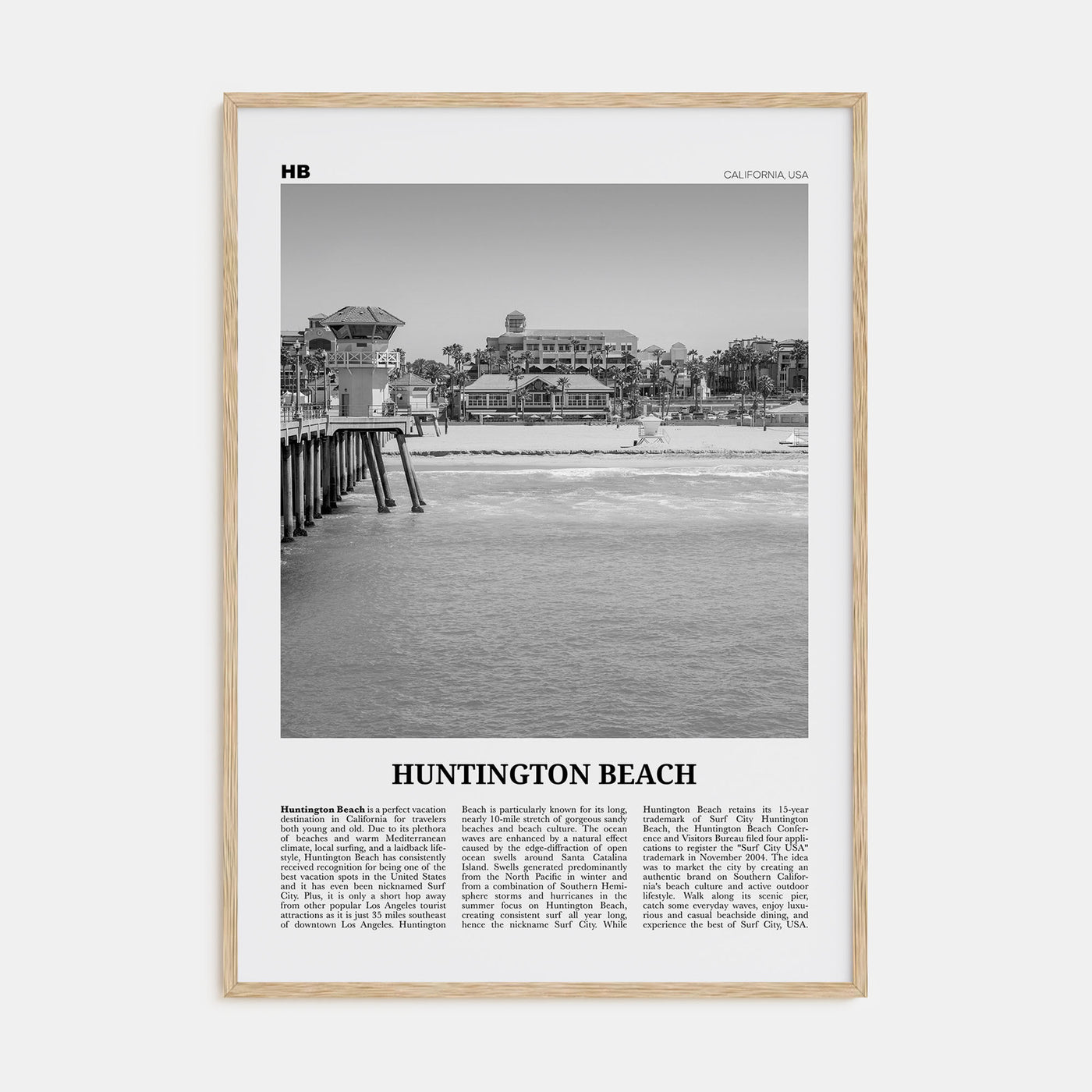 Huntington Beach Travel B&W No 1 Poster