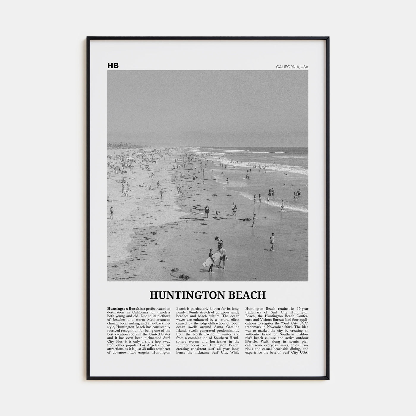 Huntington Beach Travel B&W No 2 Poster