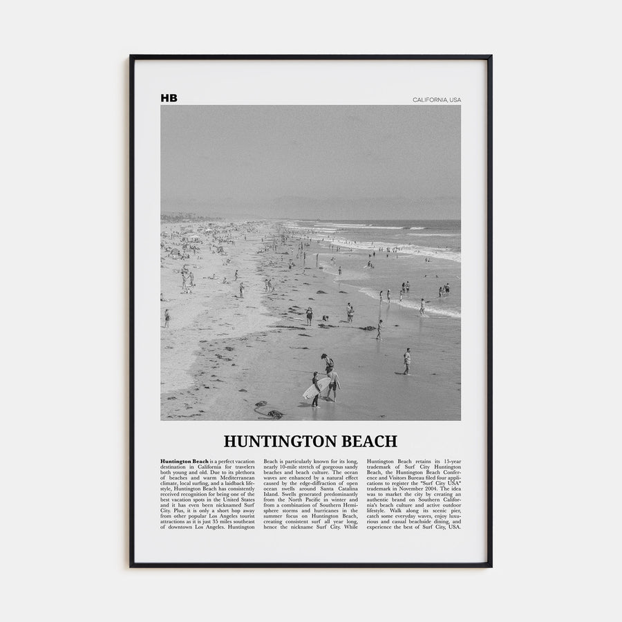 Huntington Beach Travel B&W No 2 Poster