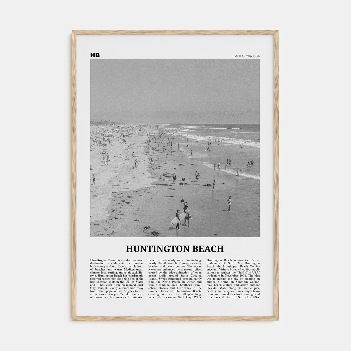 Huntington Beach Travel B&W No 2 Poster