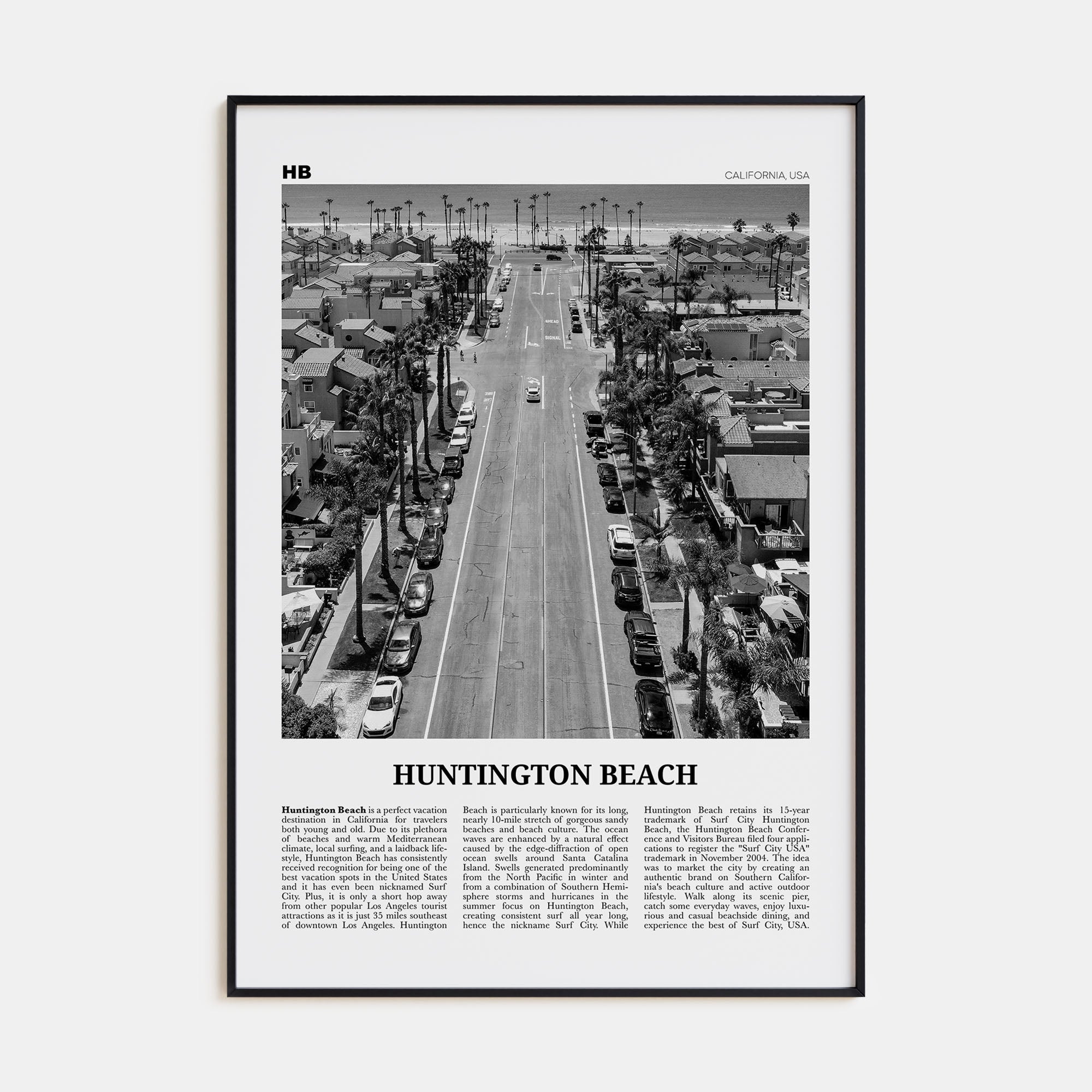Huntington Beach Travel B&W No 3 Poster