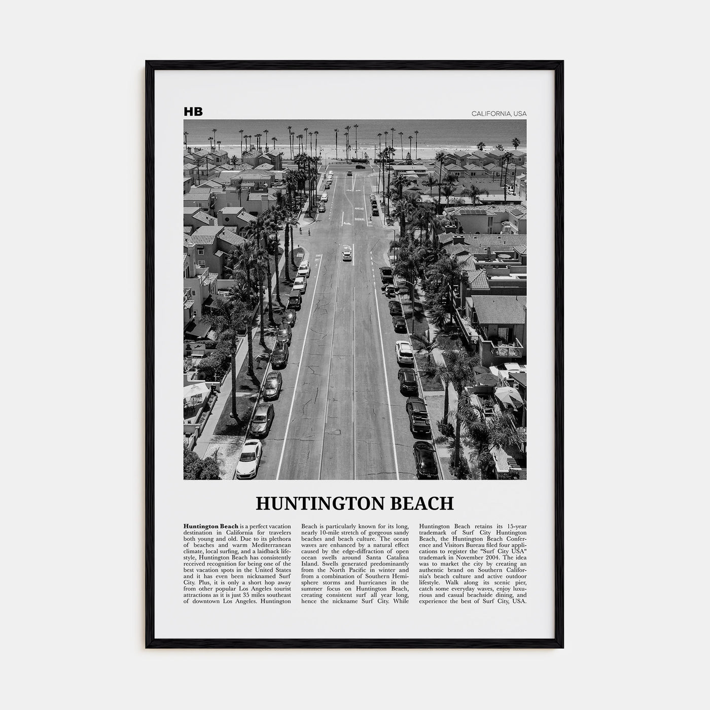 Huntington Beach Travel B&W No 3 Poster