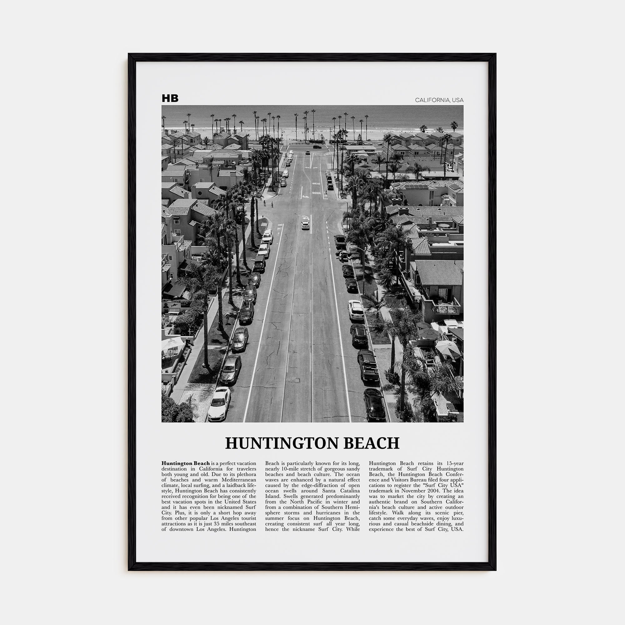 Huntington Beach Travel B&W No 3 Poster