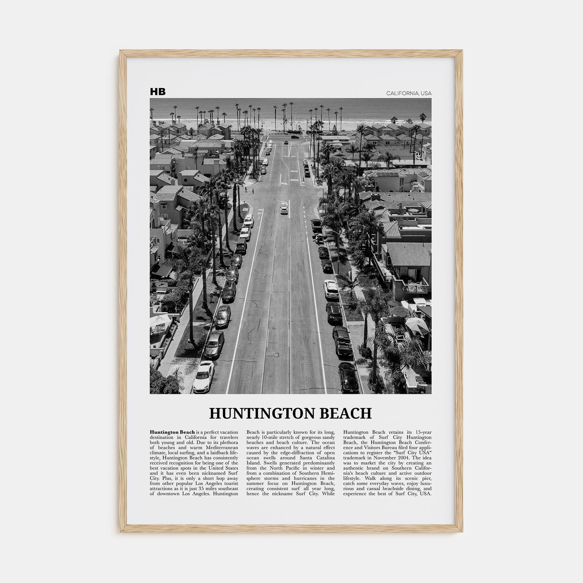 Huntington Beach Travel B&W No 3 Poster