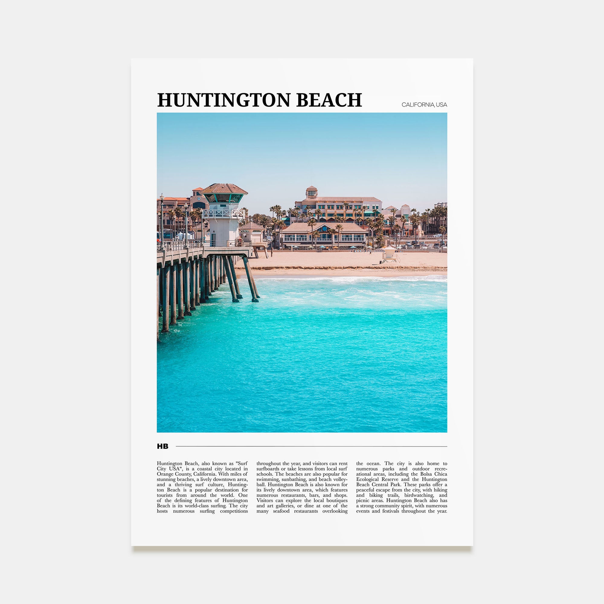Huntington Beach Travel Color Poster