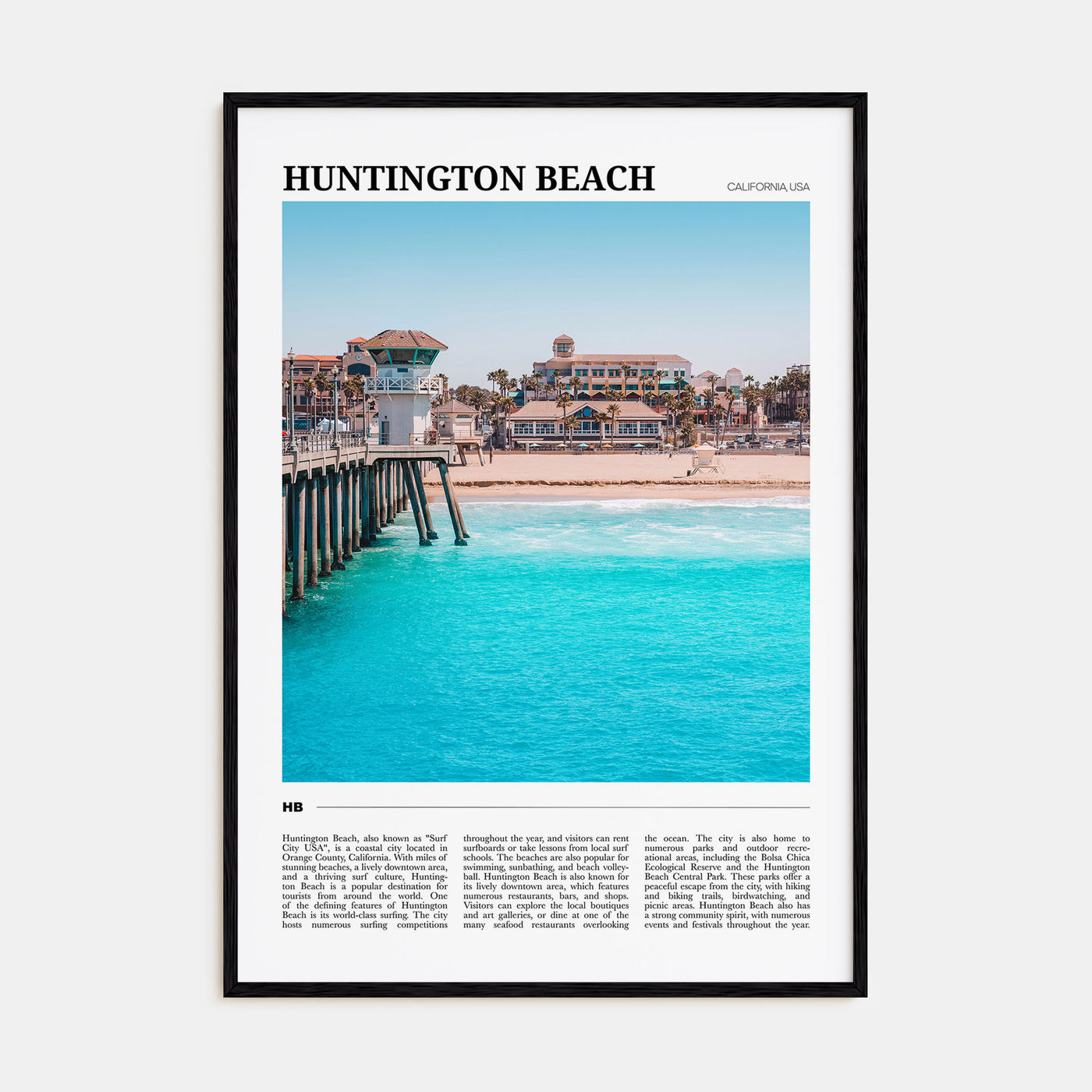 Huntington Beach Travel Color Poster