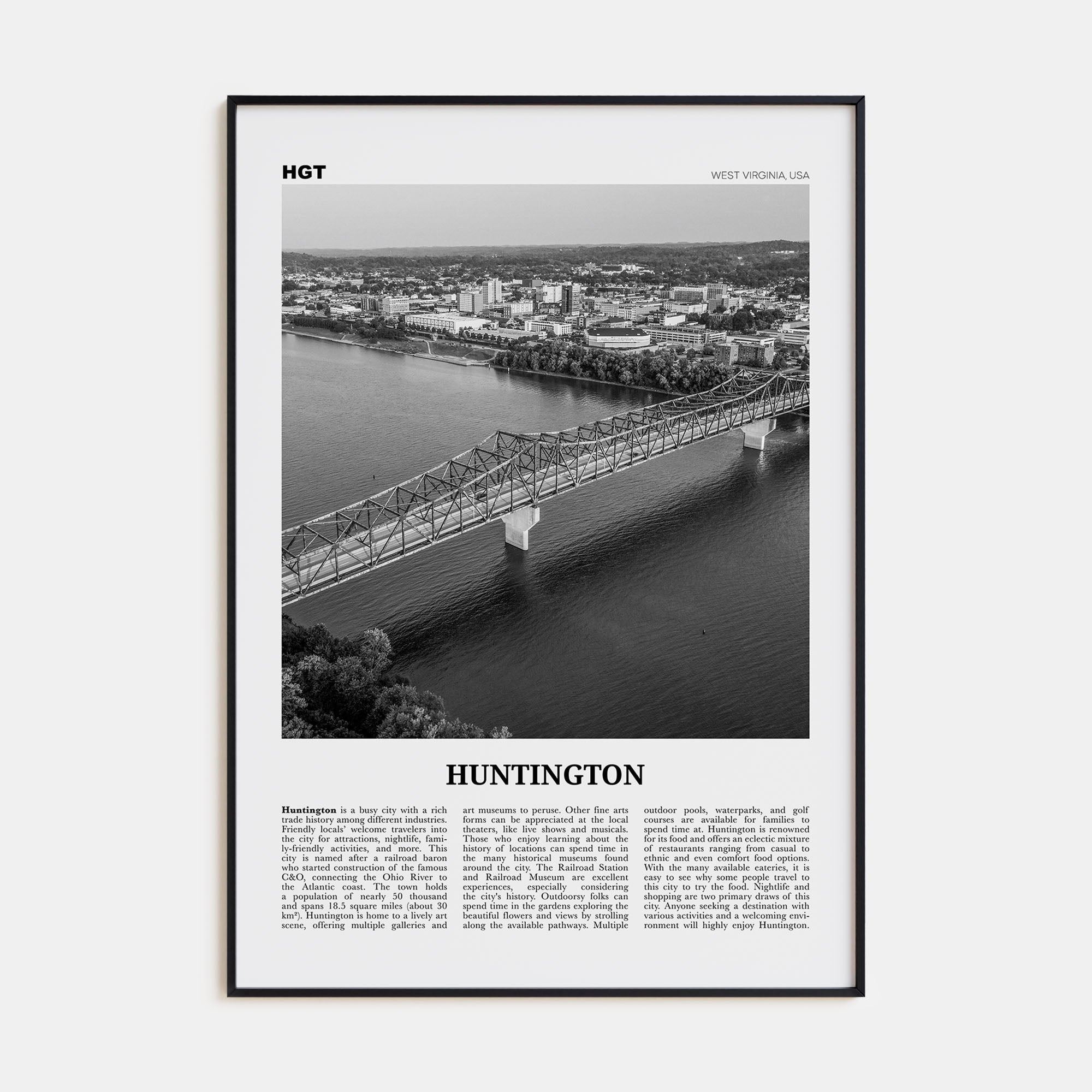 Huntington Travel B&W Poster