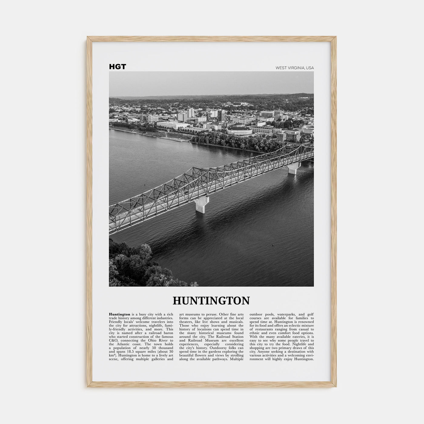 Huntington Travel B&W Poster