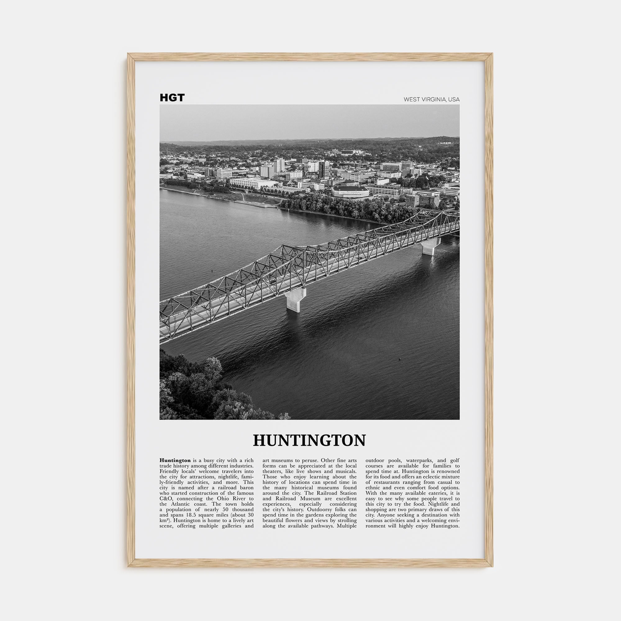 Huntington Travel B&W Poster