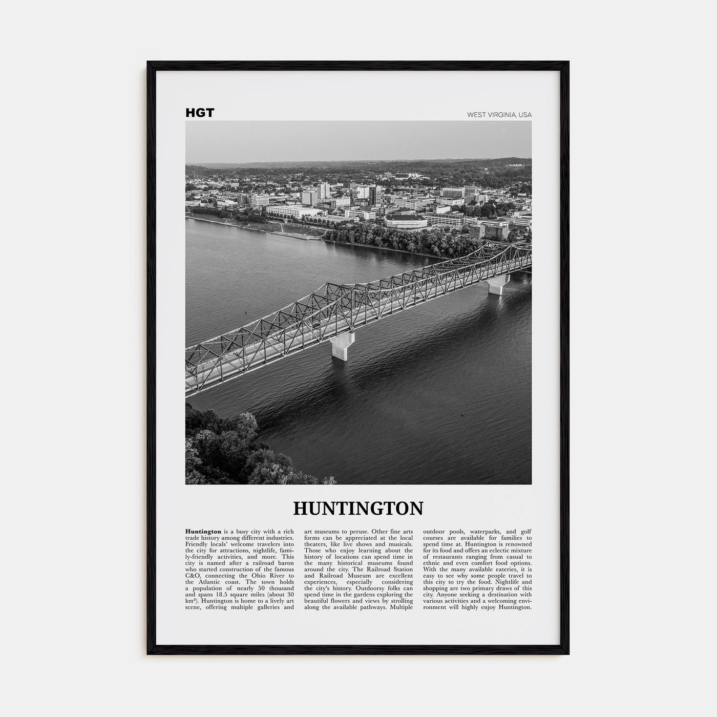 Huntington Travel B&W Poster