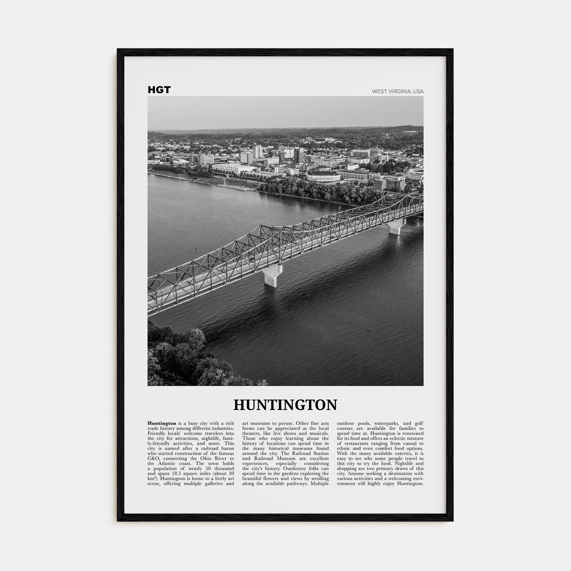 Huntington Travel B&W Poster