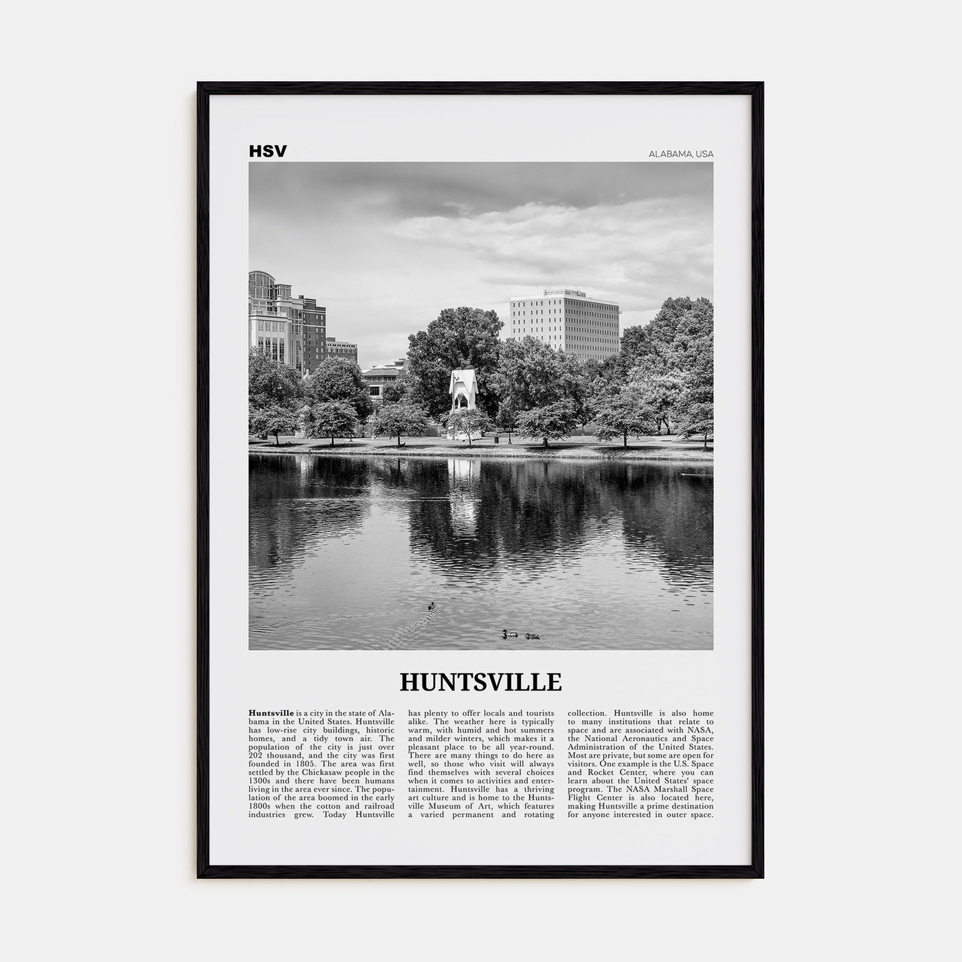 Huntsville Travel B&W Poster