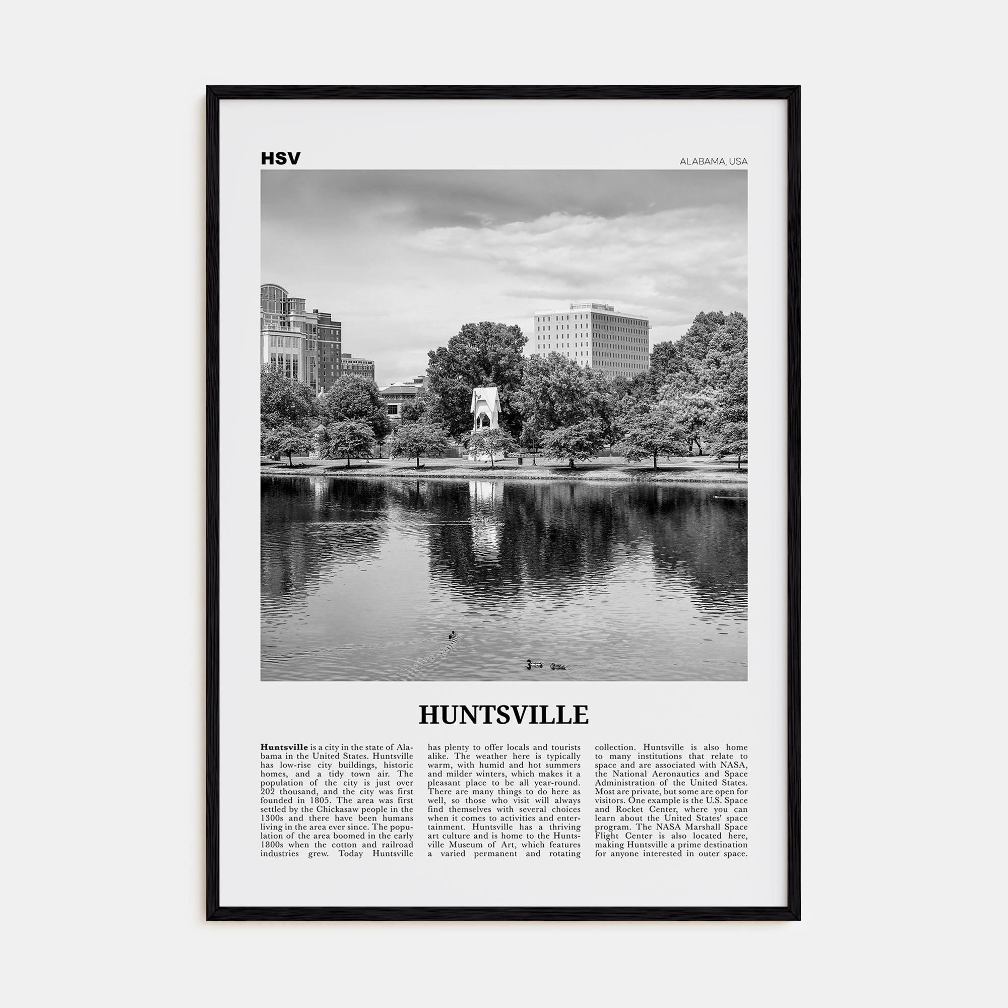 Huntsville Travel B&W Poster