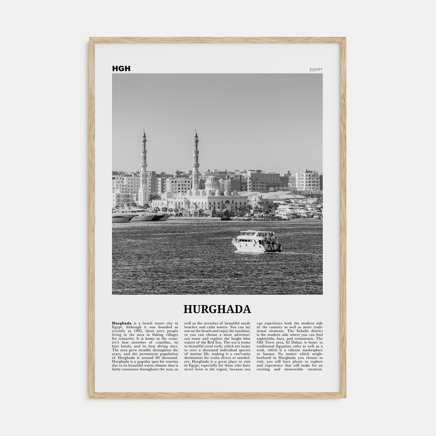Hurghada Travel B&W Poster
