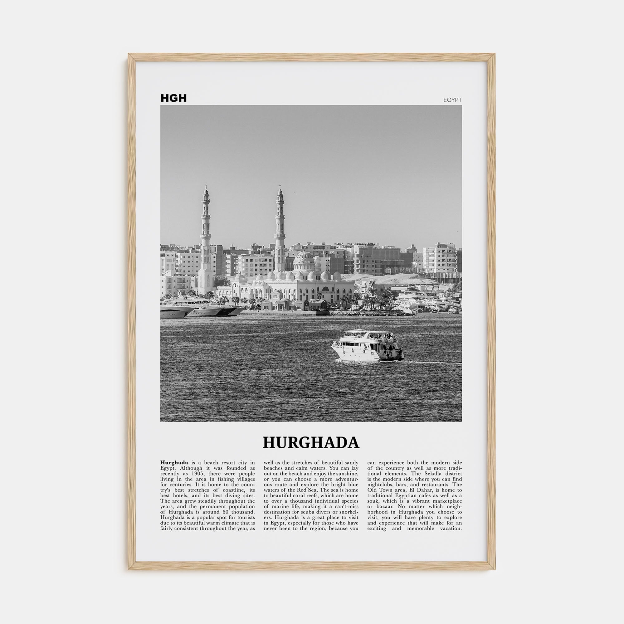 Hurghada Travel B&W Poster