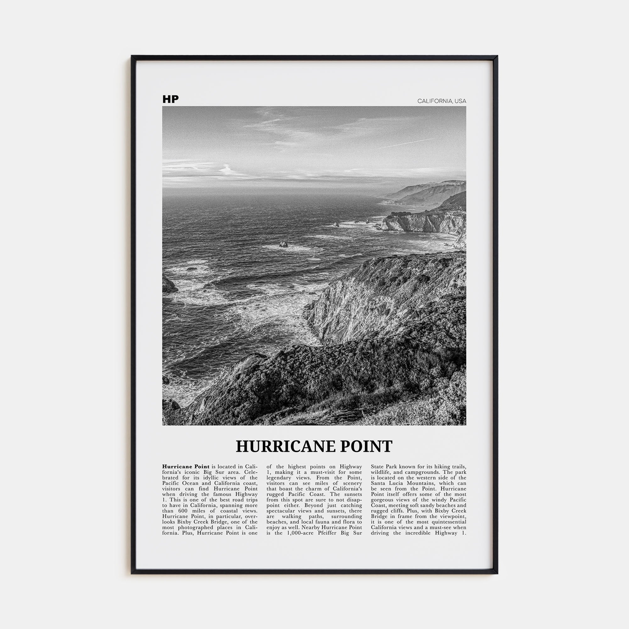 Hurricane Point Travel B&W Poster