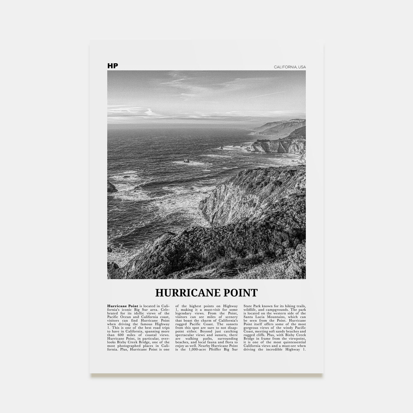 Hurricane Point Travel B&W Poster