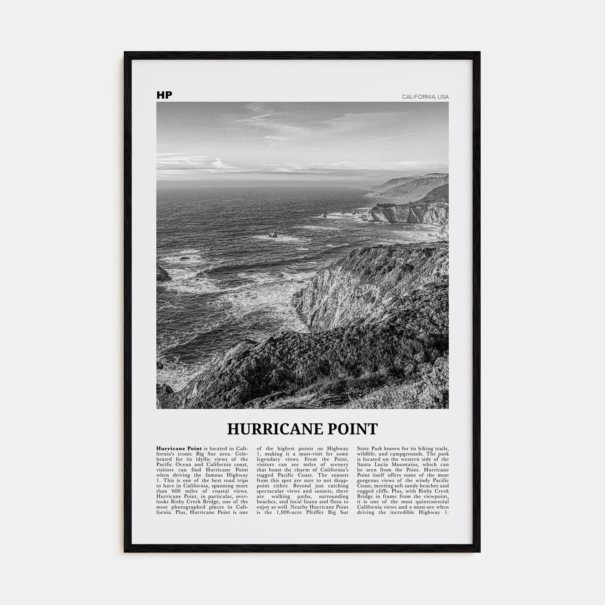 Hurricane Point Travel B&W Poster