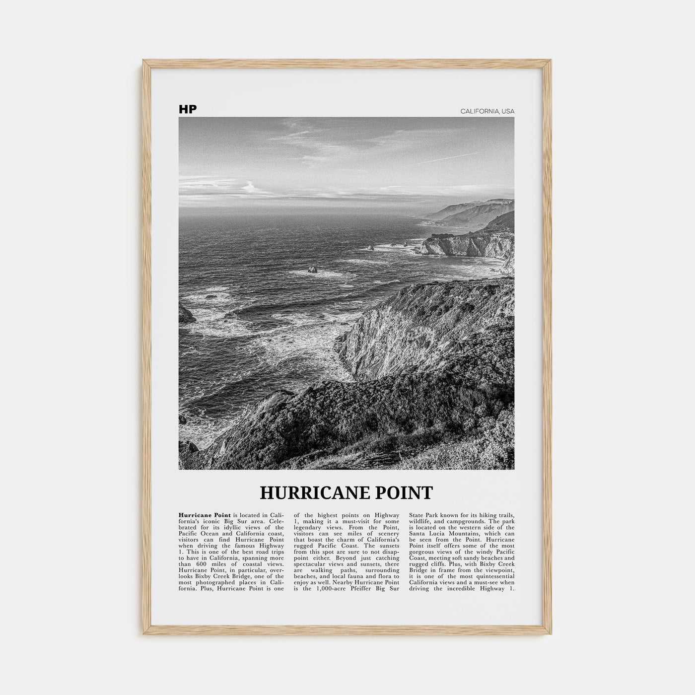 Hurricane Point Travel B&W Poster